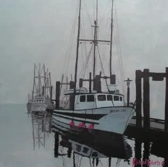 Original art by Richard Roberts. Sooke Fishing Boats