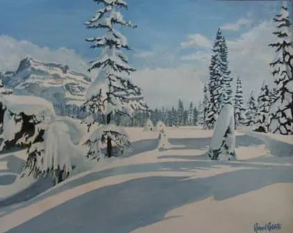 Original art by Richard Roberts. Snowy scene