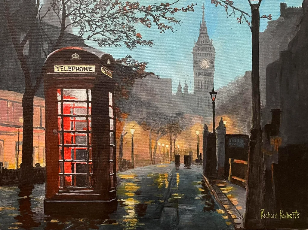 London Evening In the Rain - Original Art by Richard Roberts