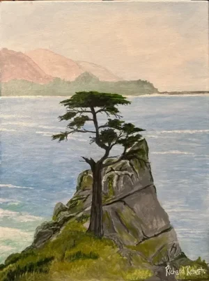 Pebble Beach, CA Lone tree on a rock